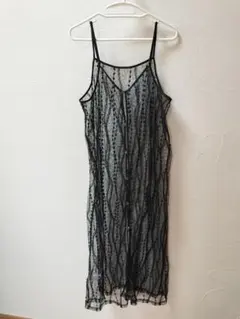 ☆2回着用 レプシム レースレイヤードキャミワンピース