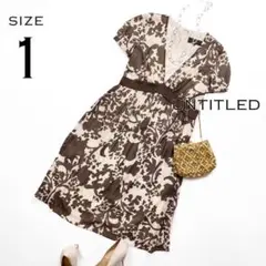 UNTITLEDアンタイトル Vネックフラワープリント シフォンワンピースS