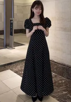 GRL グレイル ドット柄バルーンスリーブフレアワンピース[ru1163]