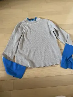 Linoluce グレー/ブルー 長袖ニット