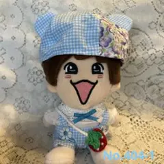 ちびぬい服　ブルーくま耳ベレー帽のセットいちごポシェット付きNo.404-1