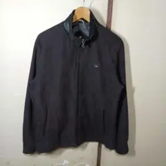 ブラウン ジップアップジャケット 合成皮革襟