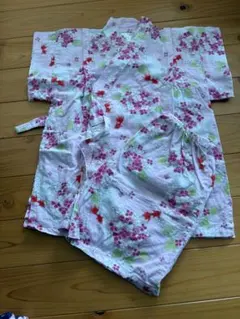 甚平 120cm ピンク 花柄 綿100%