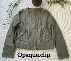 OPAQUE.CLIPノーカラージャケットM カーキ 綿100% ジップアップのサムネイル