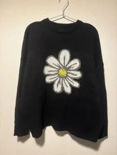 デイジー柄 長袖 ニットセーター
