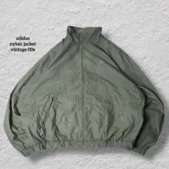 adidasアディダスナイロンジャケット00s古着vintageカーキ超激レア