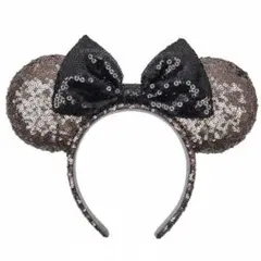 【Disney】ディズニーカチューシャ スパンコール 黒グレー