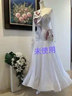 社交ダンスドレス ホワイト フレアスカート