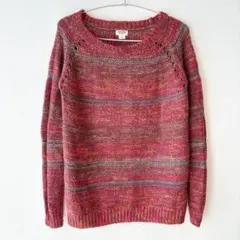 美品 MOSSIMO モッシモ ニット セーター 春ニット ボーダー 赤 S