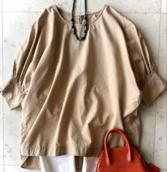 美品 23区 大きいサイズ 48 洗える コットンブレンド プルオーバー 