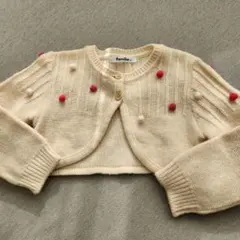 familiar アイボリー ポンポンカーディガン