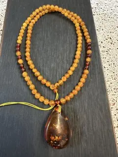 T-672天然　本琥珀　金珀　花珀　ネックレス兼ブレスレット　天然保証