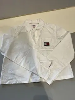 TOMMY JEANS ホワイト長袖ポロシャツ XS