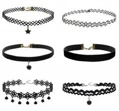 おしゃれなチョーカー6点セット　黒　レディース　ゴス　可愛い　ガールズ