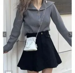 GRL トップス　ダブルジップ　長袖　グレー