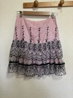 ANNA SUI アナスイ　ティアード　フリル　レース　フレア　刺繍　スカート