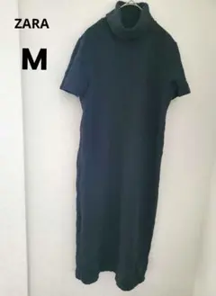 カットソー 半袖 タートルネックワンピース ブラック【M】ZARA