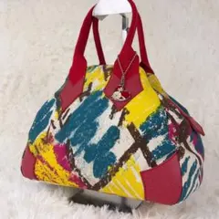 Vivienne Westwood ボストンバッグ レオパード柄 ビビットカラー