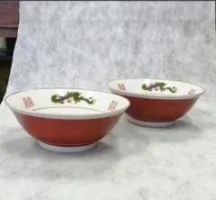 新品 美濃焼 赤巻き三ツ竜 ラーメン丼 2個セット