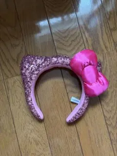 ピンク スパンコール リボン カチューシャ　キティー