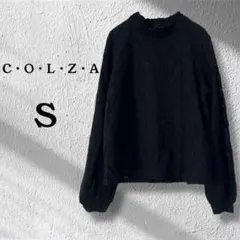 コルザ 黒 レース フリルネック 長袖トップス ブラウス ブラック シアー S