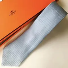 HERMES ネクタイ 紋章柄 ライトブルー
