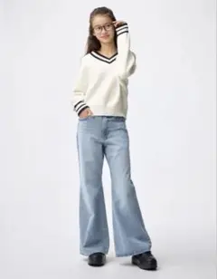 GU GIRLSリラックスワイドフレアジーンズJRのサムネイル
