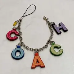 COACH コーチ レザーチャーム バッグチャーム ストラップ ロゴ 極美品