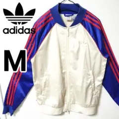 アディダス 白青 ジップアップジャケット 女性M スーパースター ジャージ 匿名