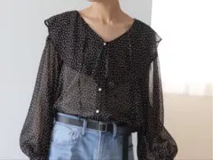 ジャーナルスタンダード シアードットプリントフリルブラウス