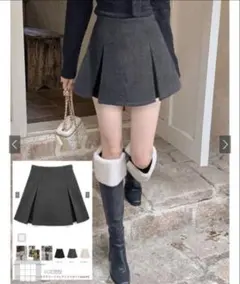 インパン裏地付ボックスプリーツフレアミニスカート mei41 GRL