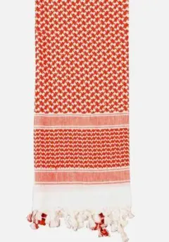 オレンジとホワイトの幾何学模様ストール