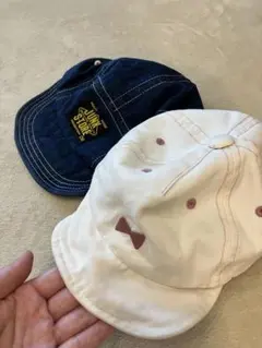 デニムとホワイトのキャップ 48-50cmセット