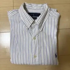 Polo Ralphボタンダウンシャツ 16-34/35青ストライプ 長袖