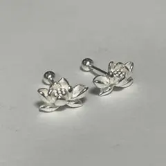 ピアス S925 シルバー 蓮 蓮の花 蓮花 蓮華 ロータス スタッドレディース