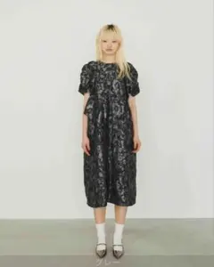 ANDRESD バブルスリーブ ギャザードドレス ワンピース