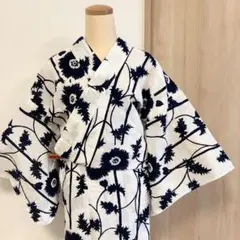 浴衣 白 紺 撫子柄 M26051403