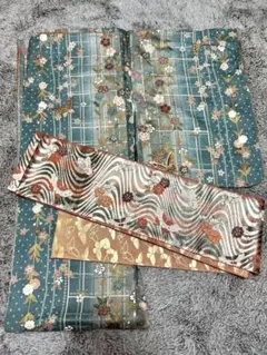 レディース　着物　花柄　半帯セット