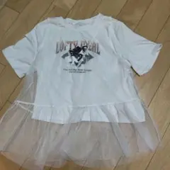 DAZY チュール切り替え 半袖Tシャツ トップス　フリーサイズ