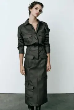 ZARA ミディ丈シャツワンピース