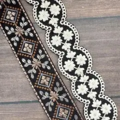 275.インド刺繍リボン 1m50cm×2本セット