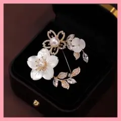 ブローチ　コサージュ　フラワー　桜　クリスタル　ゴールド　卒業式　入学式