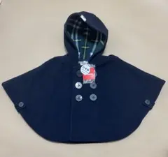 新品未使用　送料込み　ミキハウス ベビーポンチョ ネイビー　70 80 90