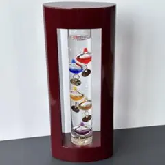 美品ガリレオ温度計【ガラスフロート温度計S】木製フレーム付　FunScienceのサムネイル
