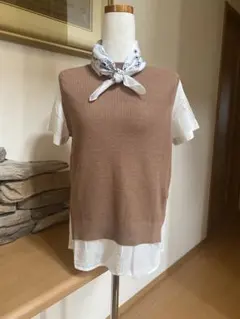 新品タグ付きメイソングレイ のスカーフ付きレイヤード風ニットのサムネイル