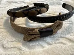 ブラウン・黒 ヘアバンドセット 3点