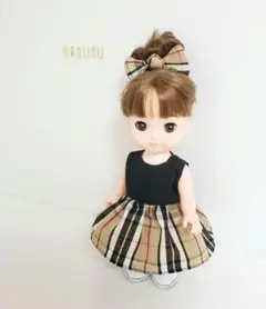 メルちゃん服　ソランちゃん服　　レミンちゃん服 タータンチェックベージュ