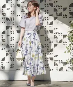 and Cherim アンドシェリム　水彩　花柄　フレアスカート　日本製　Mのサムネイル