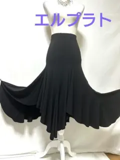 社交ダンス練習着レッスン着パーティ。エルプラトブラックスカートドレスのサムネイル