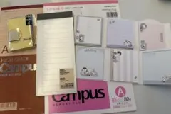 レポート用紙　campus メモ用紙　スヌーピー　チェックリスト　ふせん　まとめ